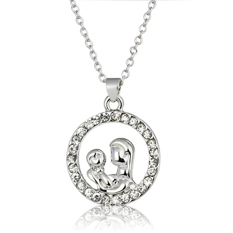 

Mother Love Round Necklace women Mother's Day Gift Goods In Stock colar choker kolye jewelry groot boho chain CHA566 erd