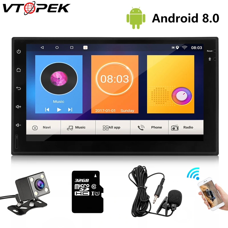 

7" Android 8.1 2Din Car Radio Multimedia Video Player GM Stereo GPS MAP for Volkswagen Nissan Hyundai Kia Toyata CR-V Microphone