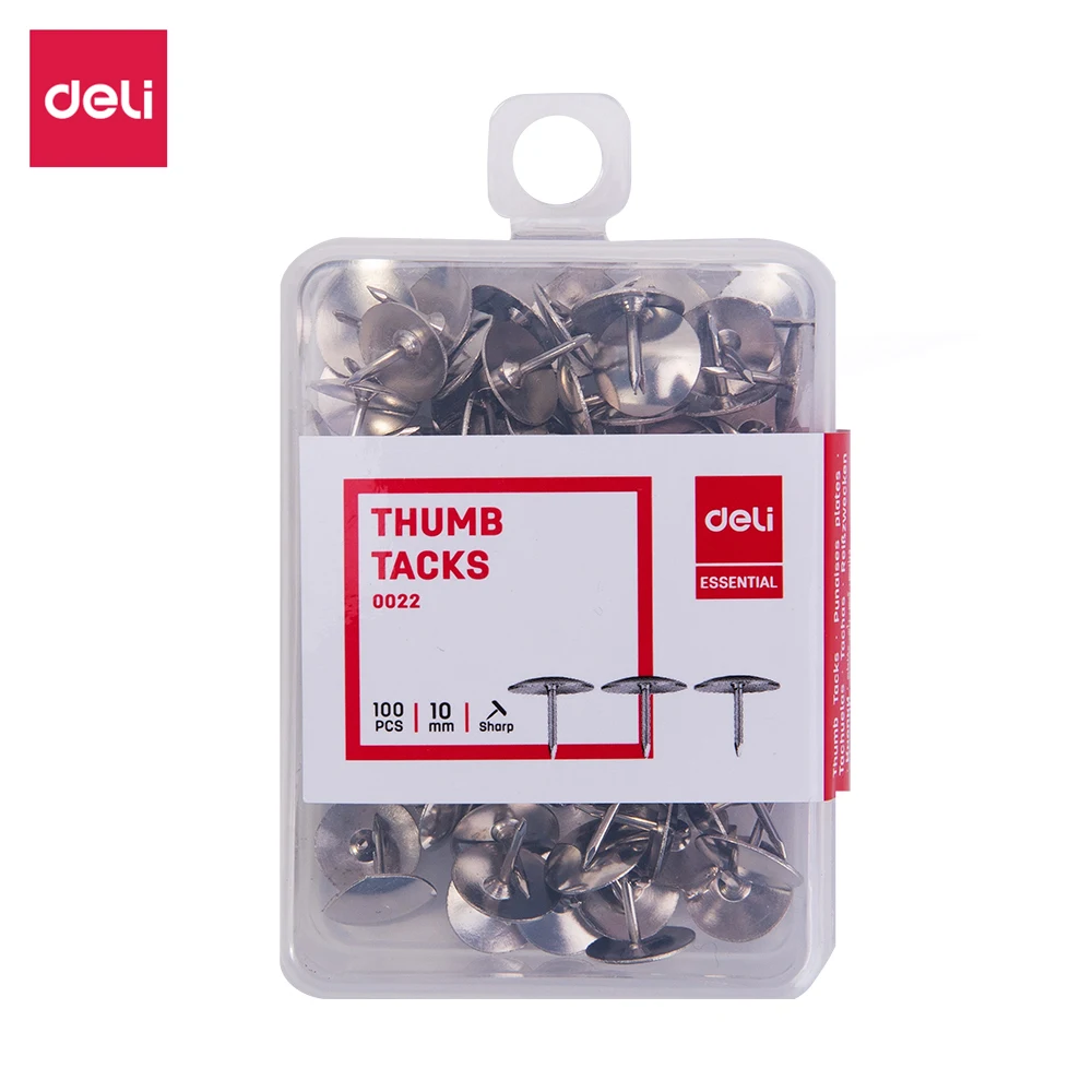 

Deli E0022 100PCS/BOX Thumb Tack(Silver) 10mm #3, 10mm, 3/8''