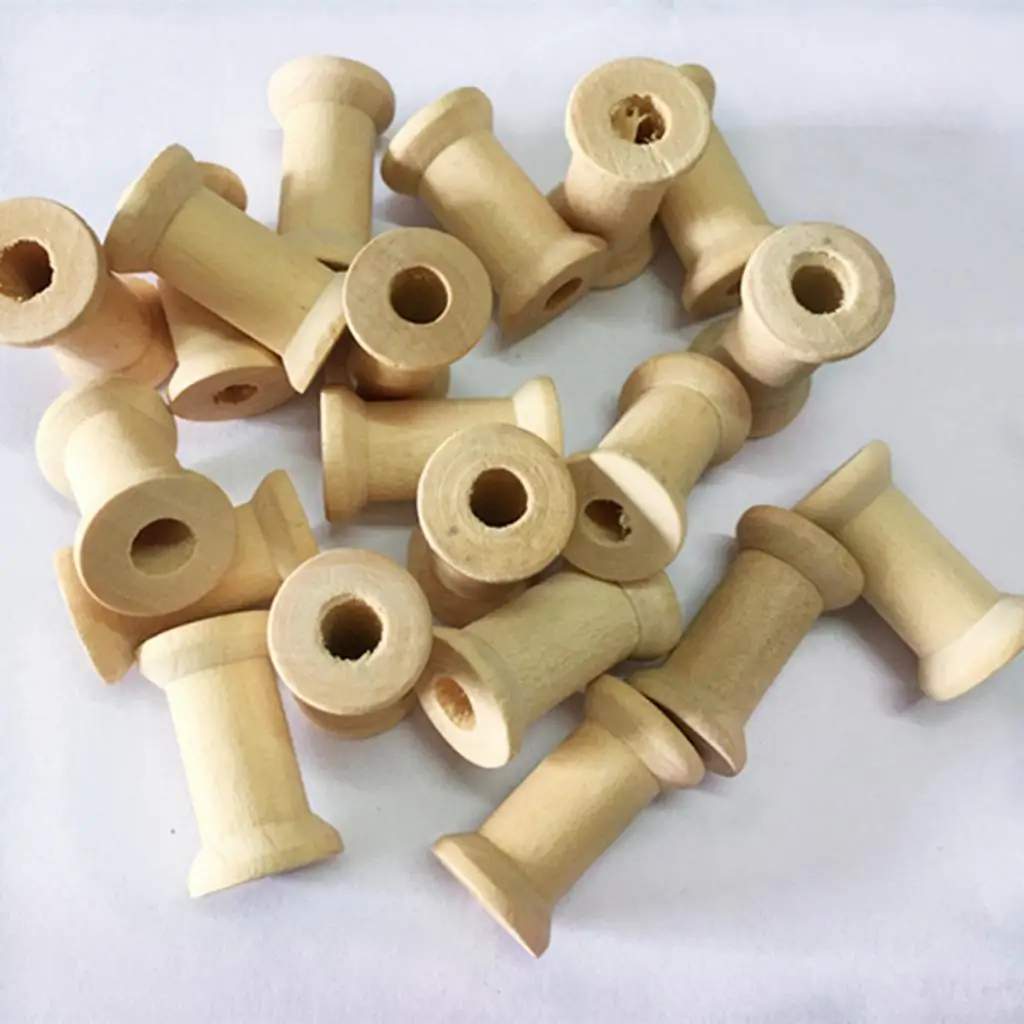 MagiDeal 20Pcs/Pack Vintage Wooden Sewing Tools Empty Thread Spools Sewing Notions for Dolls Ornaments Life Skills Craft Toys