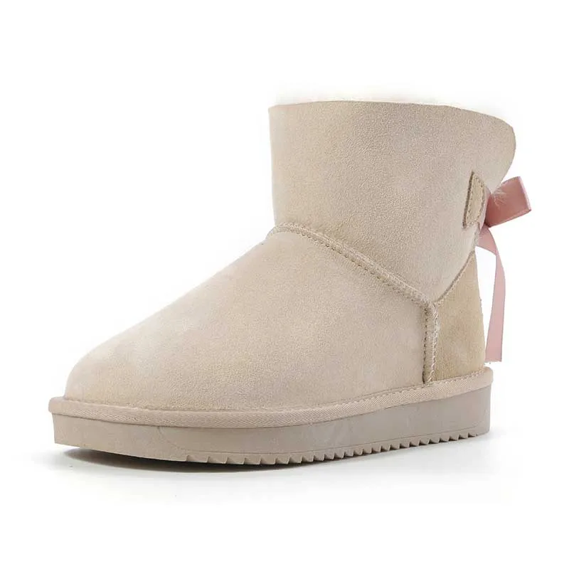GRWG/высококачественные зимние ботинки из овечьей кожи г. Зимний натуральный мех, водонепроницаемая женская обувь из натуральной шерсти, модная женская обувь - Цвет: SANDY