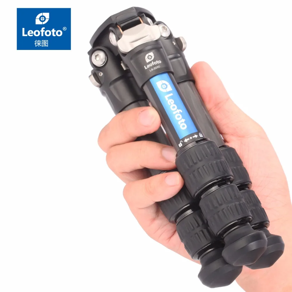 

Leo-foto LS-223C Mini Carbon Fiber Tripod, Lightweight Portable Travel Compact 3 Sections DSLR Tripod