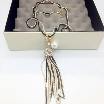 

Korea fashion tassel pearl rhinestone long necklaces/collier sautoir/colliers femmes women accessories/colar longo/gargantilha