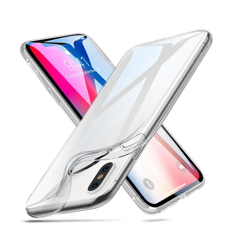 

100PCS Transparent Protective Case For iPhone XS Max X XR 8 Plus 7 6 S 5 SE Phone Case Ultra Thin Slim Soft TPU Silicone Cover