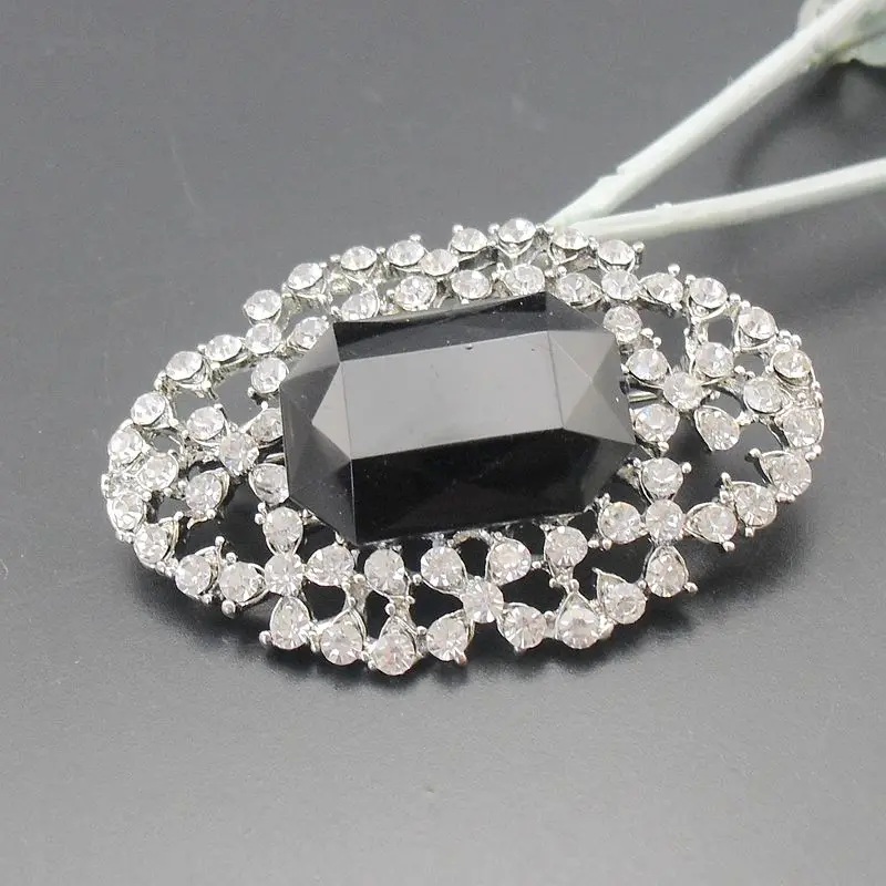Модные стразы в форме большого черного акрилового камня сплав родия
