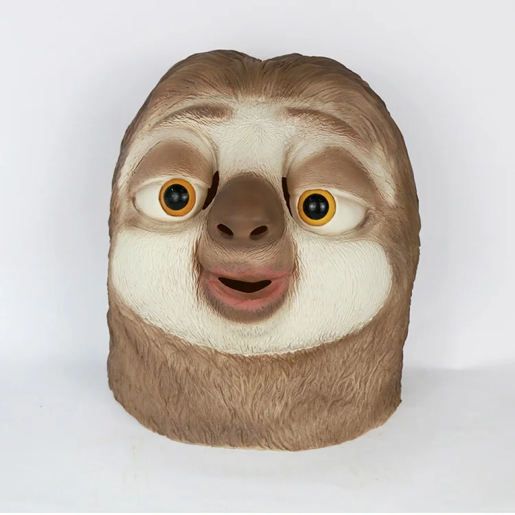 Latex Sloth Mask Zootopia Flash Sloth Mask Complete Latex Animal Head Mask Halloween Party Cosplay Prop Accessories Toys (7)