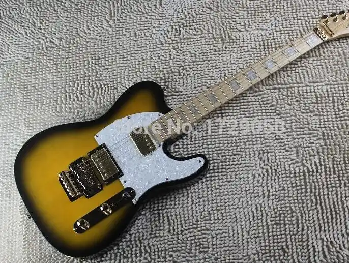 Оптовая продажа высокое качество новая желтая с Floyd rose tremolo 6 струн электрическая