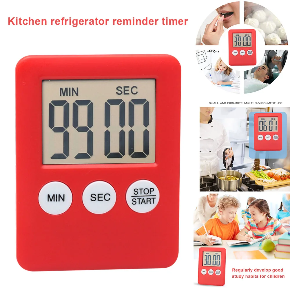 

LCD Digital Screen Kitchen Timer Square Cooking Countdown Alarm Magnet Clock