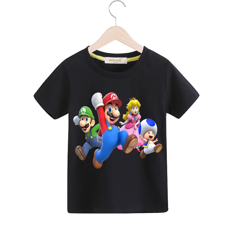 Boys Girls Child Cartoon Mario T-shirts Summer Short Sleeve Tees Top Costume Kids 100%Cotton T Shirt Baby Tshirts Clothes TX150 (9)