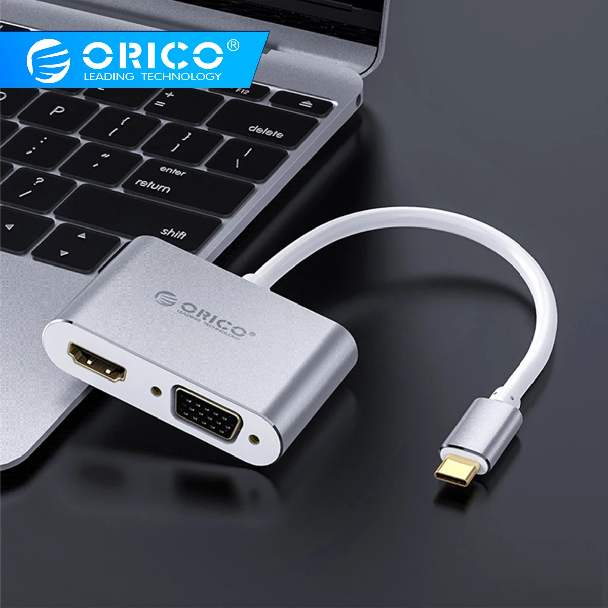 

ORICO Type-C to HDMI VGA Adapter Docking Station 4k HD Type C converter for MacBook Pro Huawei Mate Book M5 Pro USB-C Adapter