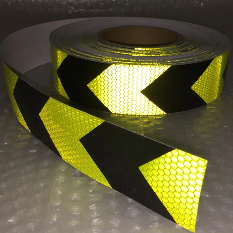 Fluorescent yellow arrow PET Reflective Tape Reflective Safety Warning Tape for car