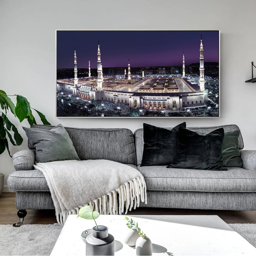 Великая мечеть Мекки, холст, художественные картины для домашнего декора, исламский Святой край, пейзаж, настенные плакаты, мусульманские декоративные картины