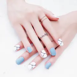 Squoval накладные ногти градиент средней длины из матовой кожи Diy Nail Art под мрамор road накладные ногти с клеем 24 шт советы голубой