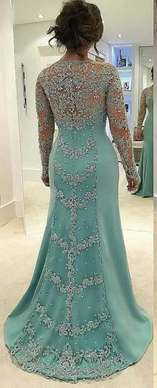 Vintage Mermaid Mother Of The Bride Evening Dress Long Sleeve Beads Crystal Lace Appliqued Plus Size Satin Bridal Formal Dresses Vintage Mermaid Mother Of The Bride Evening Dress Long Sleeve Beads Crystal Lace Appliqued Plus Size Satin Bridal Formal Dresses