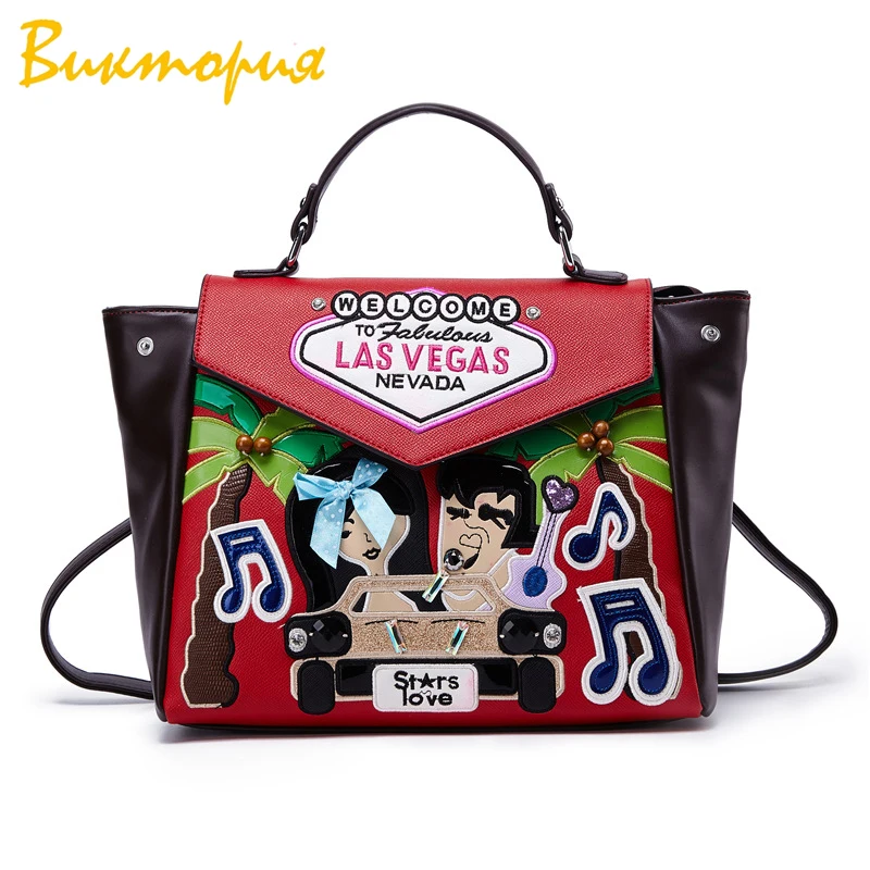 

CHARA'S BAG brand Designer Embroidery Shoulder bag womens Multifunction backpack Japanese style College Girl leather backpack