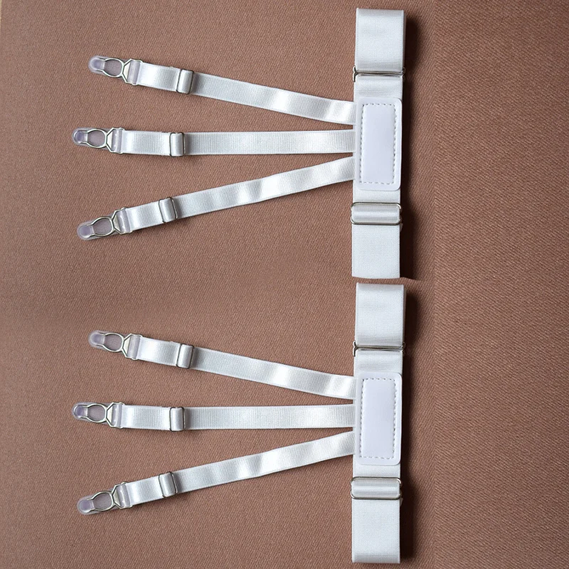 

1Pair Men Women Gourd Buckle Shirt Garters Adjustable Elastic White Shirt Stays Holder for Unisex Leg Suspenders Shirt Braces
