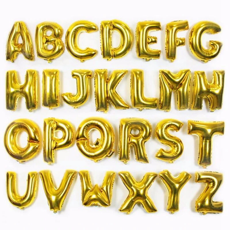 16 inch Gold Silver Blue Pink Alphabet Letter Balloons Inflatable Air Ball Figure Foil Birthday Party Wedding Decoration Ball