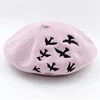Winter hats for women Berets Knitted wool beret mujer Embroidered Swallows Pattern Berets Hats Baret Warm Caps Boina Feminina 4
