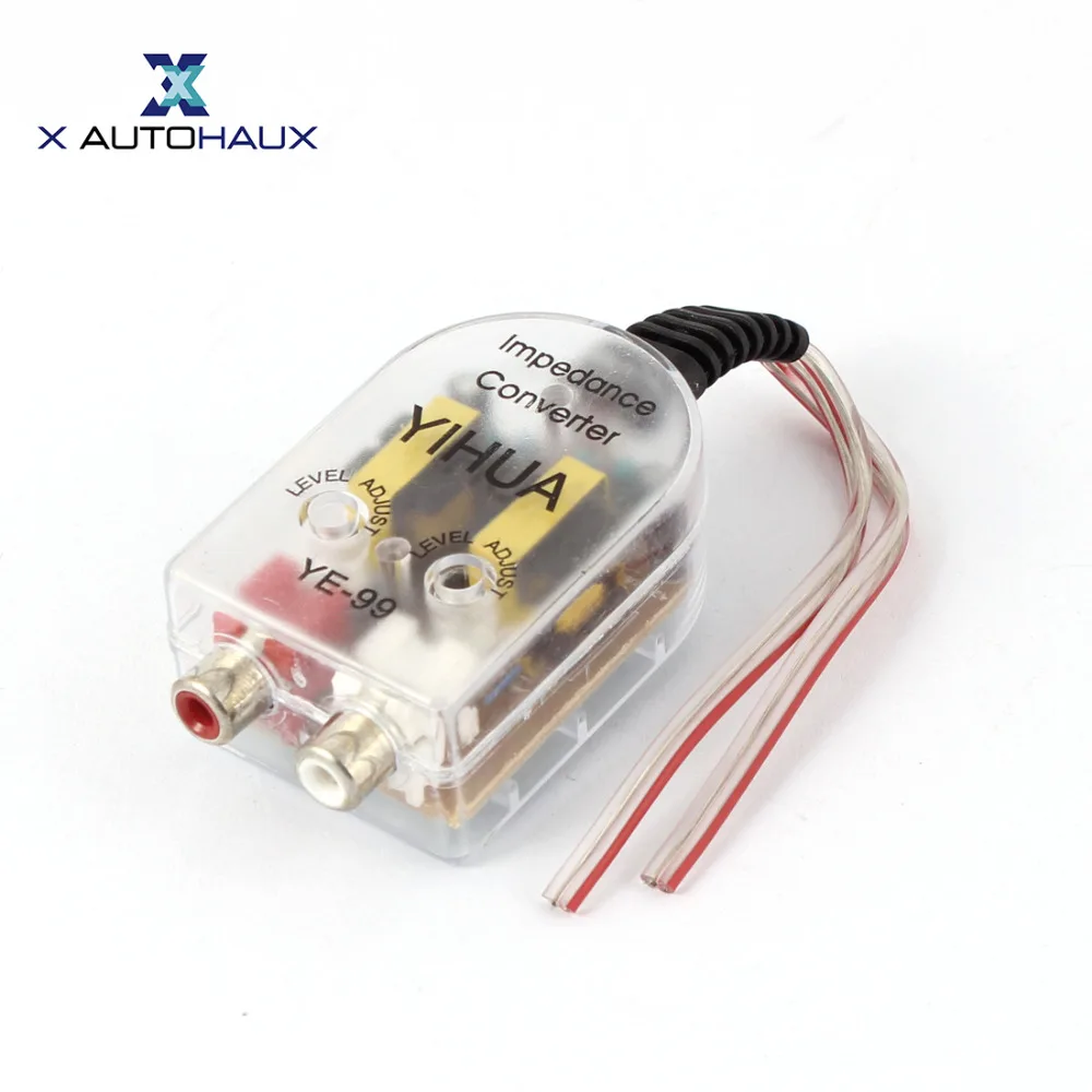 

X AUTOHAUX Car High To Low Impedance Converter Adapter Speaker Output To Rca Line Control