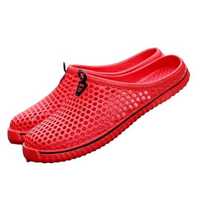 Мужская Летняя обувь; сандалии; Новинка; дышащие пляжные вьетнамки; мужские шлепанцы без застежки; сетчатая обувь унисекс; RD888159 - Цвет: red