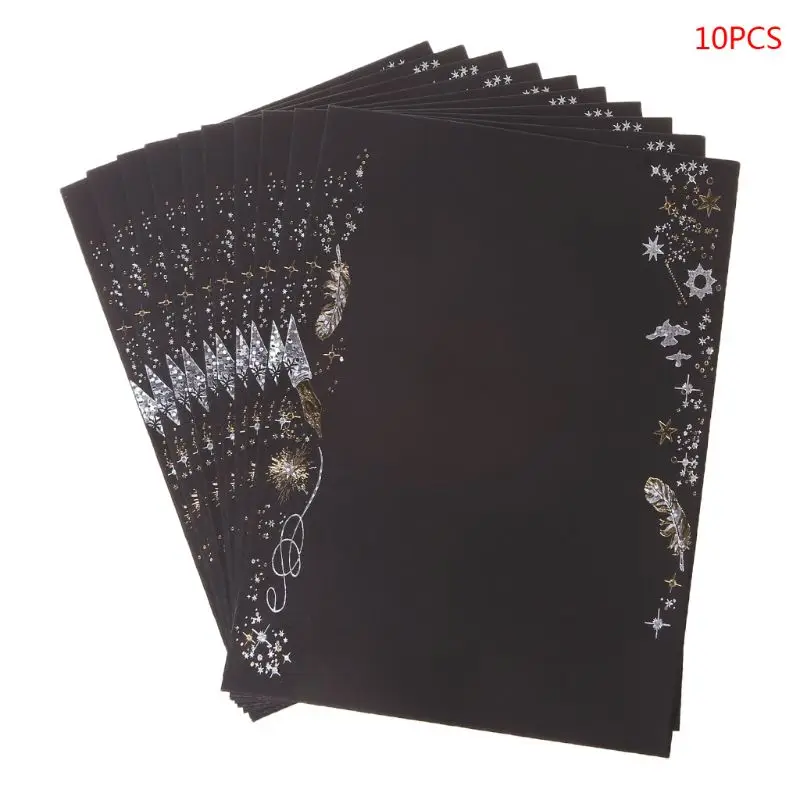 10 шт креативные бронзовые перьевые конверты для свадебных пригласительных открыток подарки канцелярские письма - Цвет: Черный