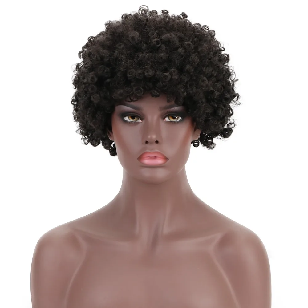14 "афро кудрявый вьющиеся парик натуральный черные синтетические волосы косплэй Взрывная голова искусственные накладные волосы