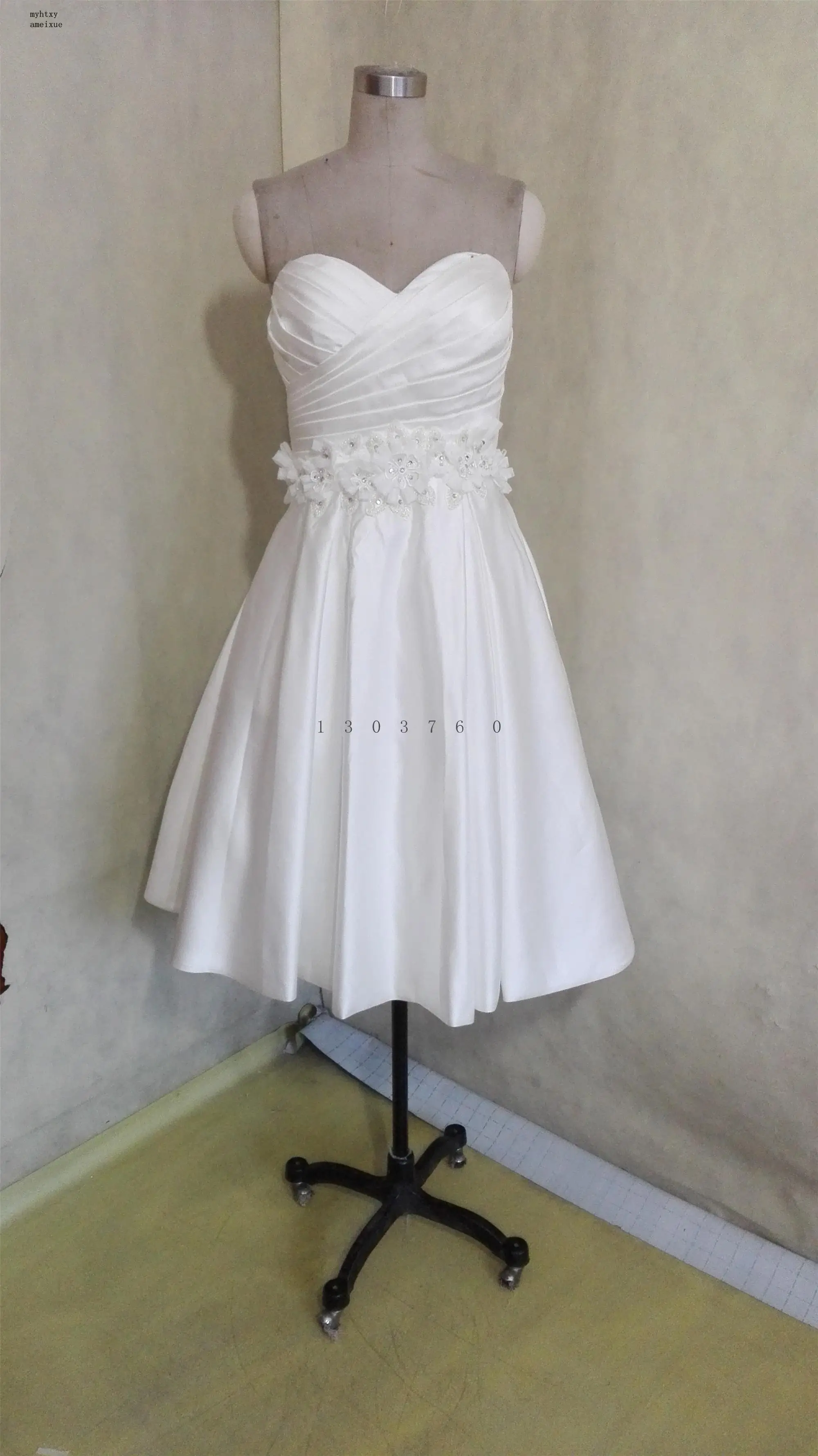

2018 Sleeveless Chiffon Sweetheart Knee-length Lace Up A-line Off The Shoulder Wedding Dresses Short New Arrival Gown Wedding