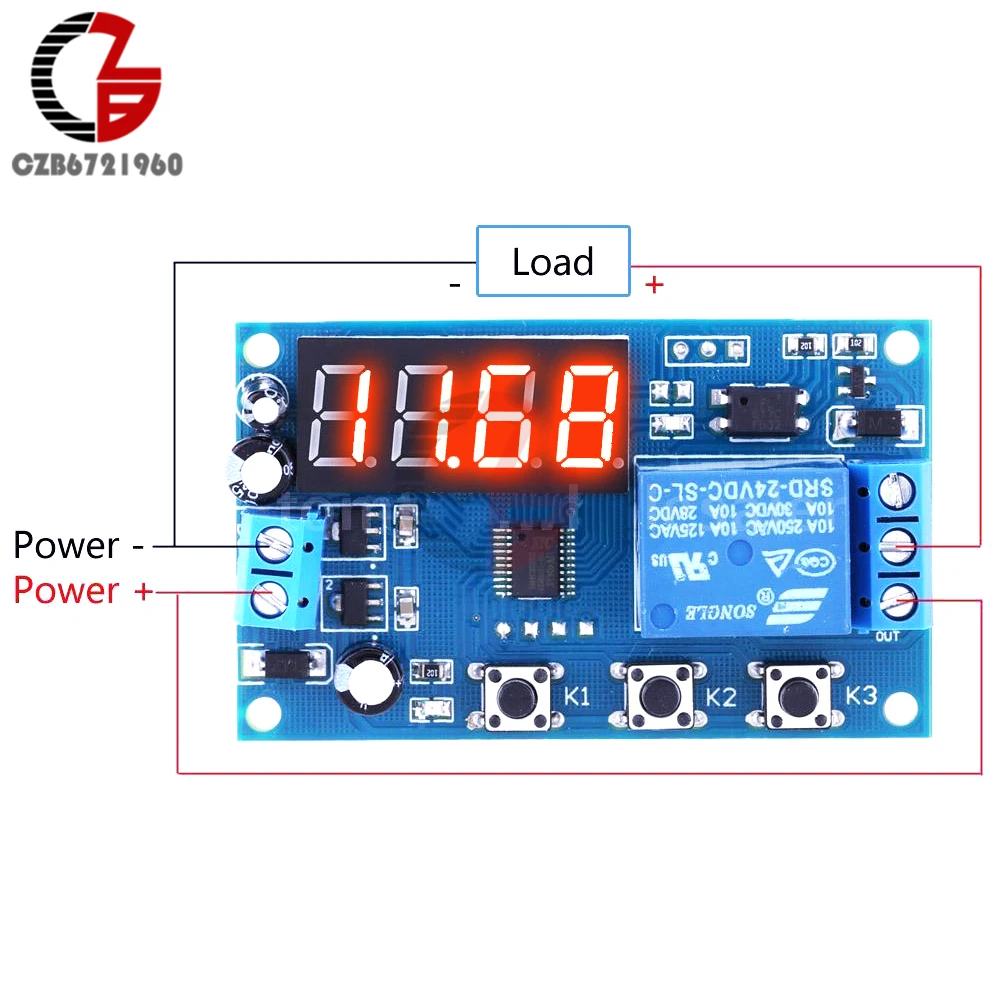 DC 24V светодиодный цифровой релейный таймер с задержкой времени|time delay relay module|time