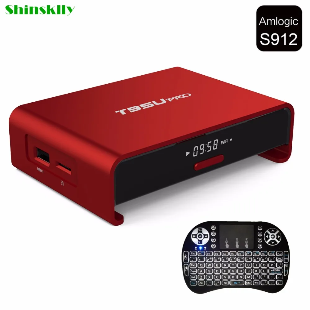 ФОТО Shinsklly T95U PRO Android 6.0 Smart TV Box 2GB/16GB Amlogic S912 Octa core Dual Band WiFi Kodi VP9 H.265 UHD 4K Set top Player
