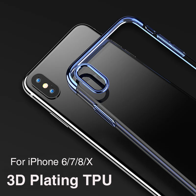 

NEOTYPO 3D Plating Transparent TPU Case For iPhone 7 8 Plus Soft Electroplating Silicone Case For iPhone X 6 6S Case Cover