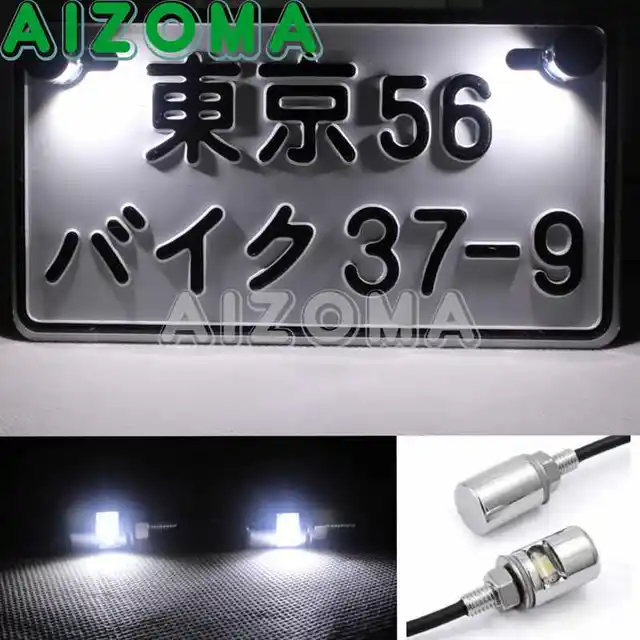 4 Colors Motorcycle Car Universal Chrome LED Bolt On Licence Plate