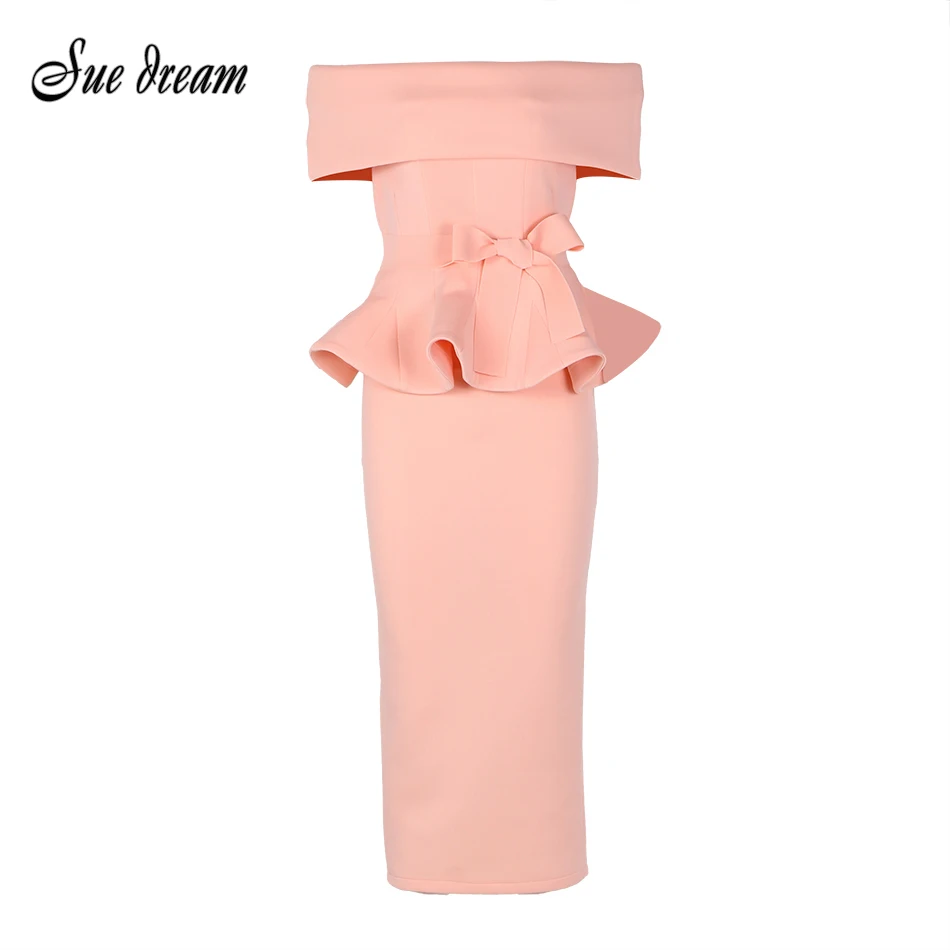 2017 Summer New Women Fashion Short Sleeve Slash Neck Ruffles Sexy Bodycon Vent Celebrity Party Elegant