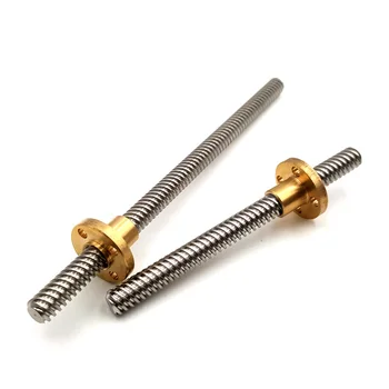 

304 stainless steel T8 Lead Screw OD 8mm Pitch 2mm Lead 2mm 100mm With Brass Nut For 3D Printer Parts or DIY model making