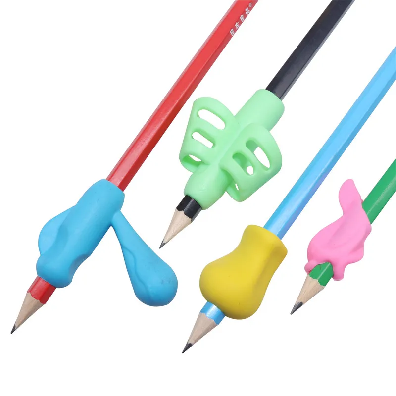 6 шт. ручка-ручка с двумя пальцами, силиконовая ручка для обучения ребенка, инструмент для письма, ручка для письма, устройство для коррекции, Детские канцелярские принадлежности, подарок