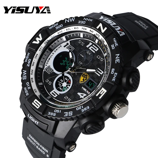 Yisuya Large Digital Stopwatch Date 3 Bar Water Resistant Sport Yisuya Large Digital Stopwatch Date 3 Bar Water Resistant Sport Wrist Quartz Watch Waterproof Rubber Strap