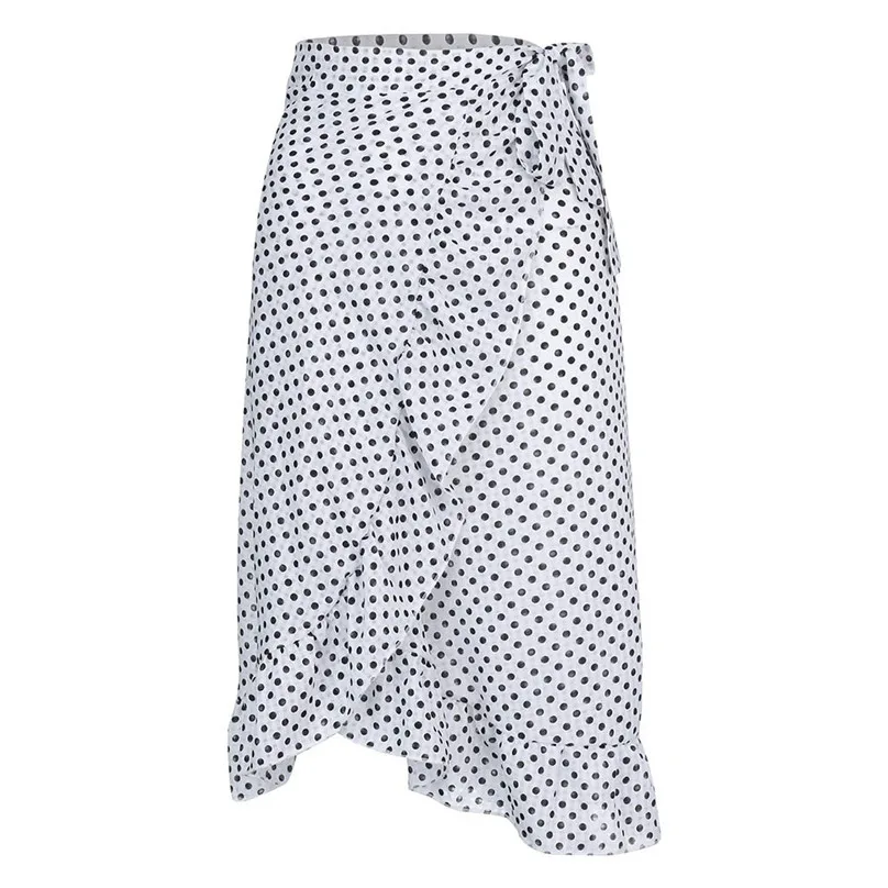 Womens Ladies High Fashion Tie Bow Ruffle Hem Wave Point Frill Wrap Mini Skirts Lightweight Skirts For Women Girls 35AP18 (23)