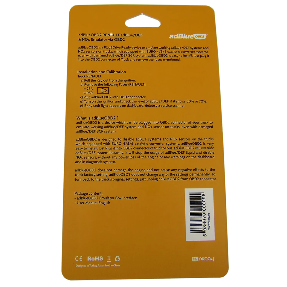 Топ новый OBD2 Интерфейс Adblueobd2 для R enty грузовиков Adblue NOX эмулятор разъем и привод