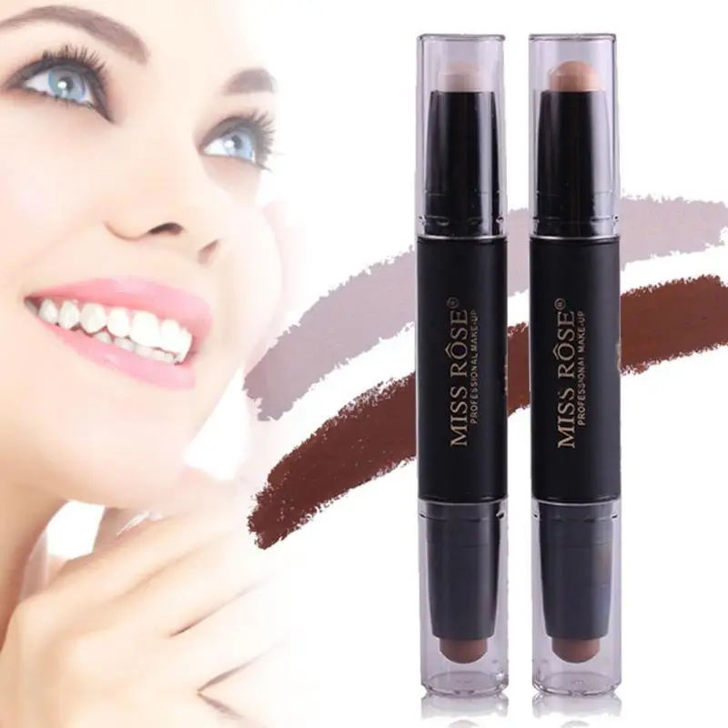 

2 Style MISS ROSE Brand Double Head Concealer Pen Highlight Pencil Shadows Silhouette Concealer Stick 3D Face Makeup Concealer