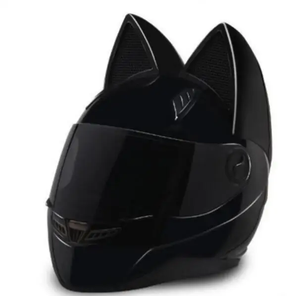 

Motorcycle helmet 2018 cat ear personality all-wool helmet 4 colors pink yellow black white