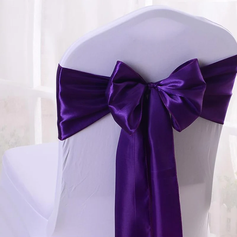 HAZY Wedding Satin Chair Sashes Bow Cover Sashes for Wedding Hotel Banquet Party Decoration Color17x275cm