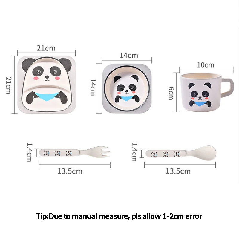 Baby Bamboo Fiber Dinnerware Children Safety Tableware Set Animal Cartoon Plate Bowl Fork Spoon Cup Food Feeding Dishes BB3092 (3)