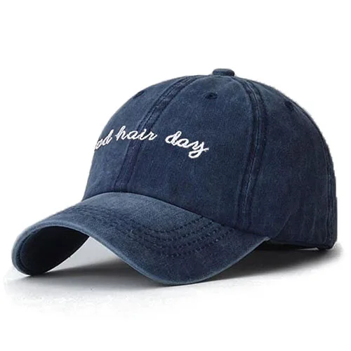 Navy Blue Бейсбольная Кепка с вышивкой из хлопка, мужские бейсболки для женщин, хип-хоп, Gorras Bone, день плохой прически, кепка, потёртая бейсболка, шапка для папы - Цвет: Navy Blue