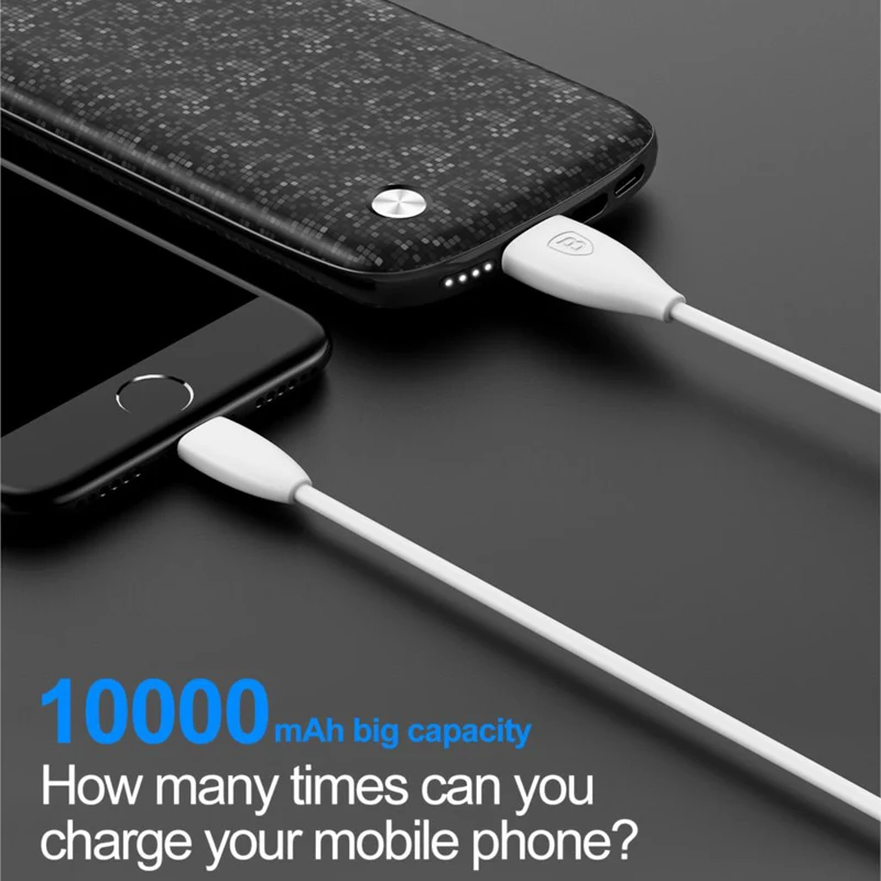 Baseus 10000mAh USB Power Bank 15mm Ultra Slim Powerbank Portable External Battery Charger For iPhone Mobile Phone Poverbank