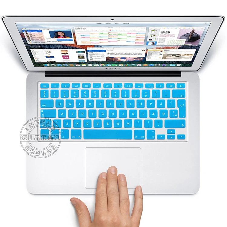 Датская цветная силиконовая защитная пленка для клавиатуры apple Mac Macbook Air retina pro 13 15 17 G6 - Цвет: light blue