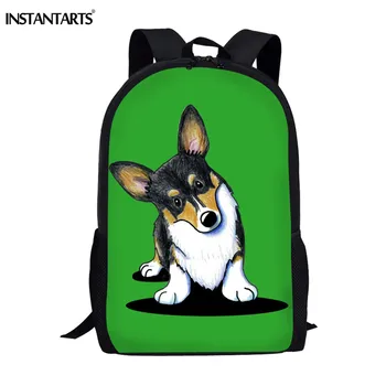 

INSTANTARTS Newest Corgi Dog Painting Design Boys School Bags Zipper Large Bookbags Students Shoulder Backpack Rucksack Mochila