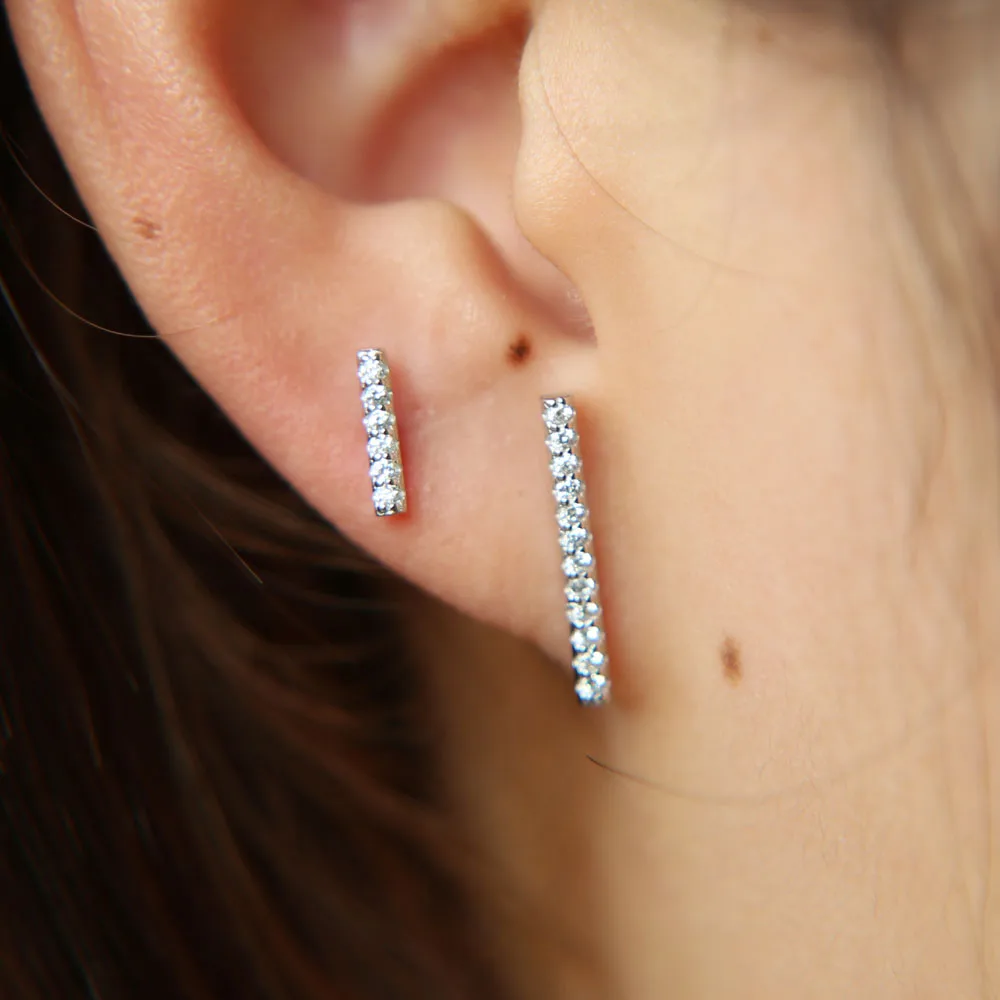 2017 Sale New Fashion Trendy Women Earrings Real 925 Silver Long Short Bar Studs Micro Pave Cz Bling Sparking Delicate Earring (5)