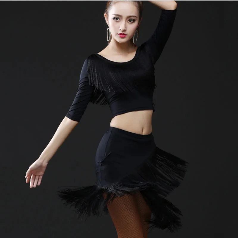 New Latin Dance Skirt Adult Female Rumba Samba Tango Ballroom Tap Dress Women Stage Costume Performance Tassel | Тематическая