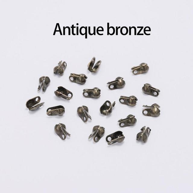 1.5 2.4 3.2mm Ball Chain Clasps Calottes End Crimps Beads Ball Necklace Chain Connectors Findings For DIY Jewelry Making