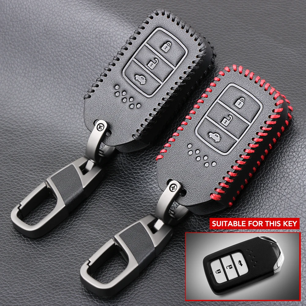 3 Button Leather car key case For Honda Accord CRV CRZ XRV URV Odyssey Civic City crosstour CRIDER VEZEL Auto metal Key Rings | Автомобили