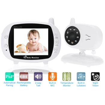

3.5in LCD backlight Baby Monitor Wireless PAL/NTSC optional LED Two Way Intercome Built-in 3 lullabies Temperature 850 for Baby